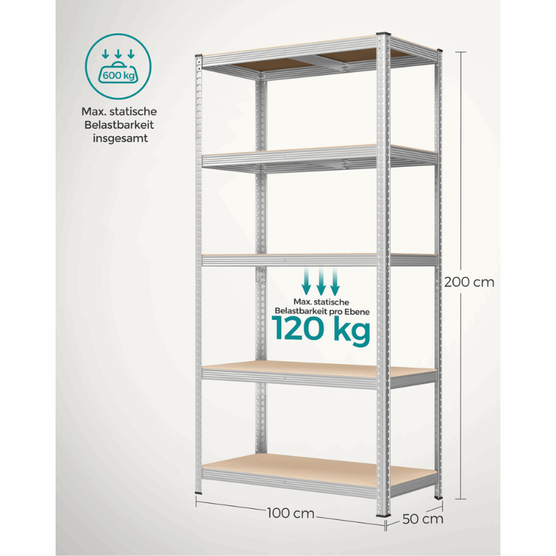 Schwerlastregal - Tobias - 200x100x50cm bis 600 kg belastbar