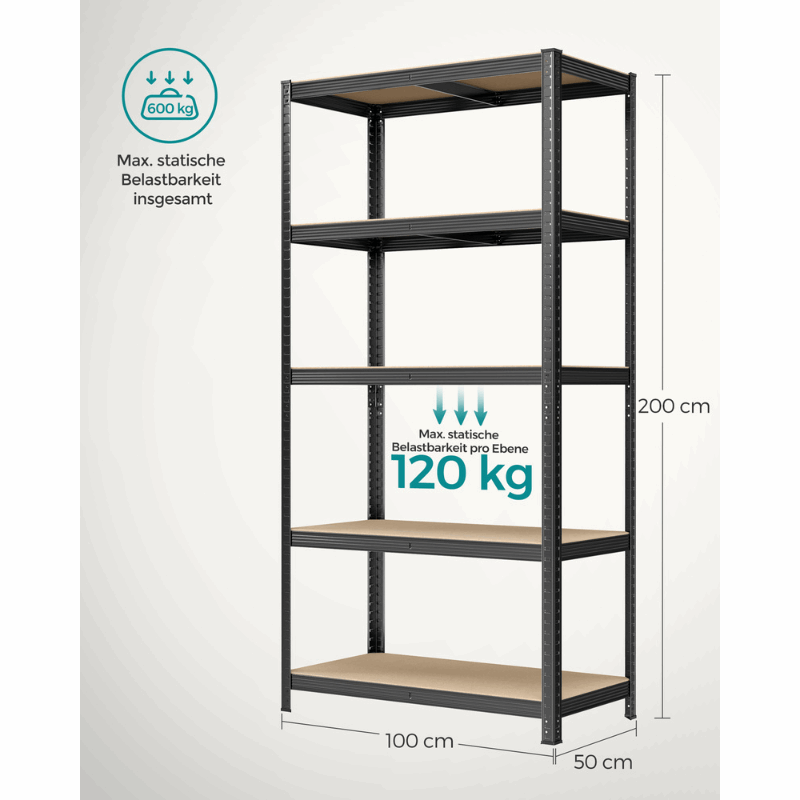 Schwerlastregal - Tobias - 200x100x50cm bis 600 kg belastbar