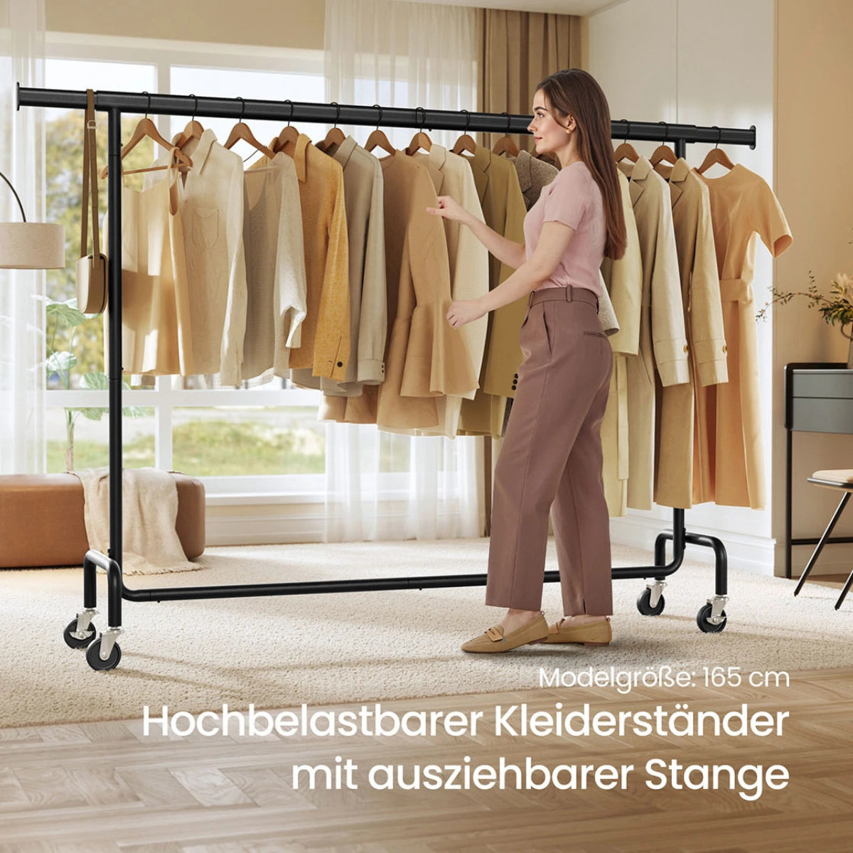 Schwerlast-Kleiderständer 45 x (160-200) x 162,9 cm – Max - Ausziehbar mit Rollen
