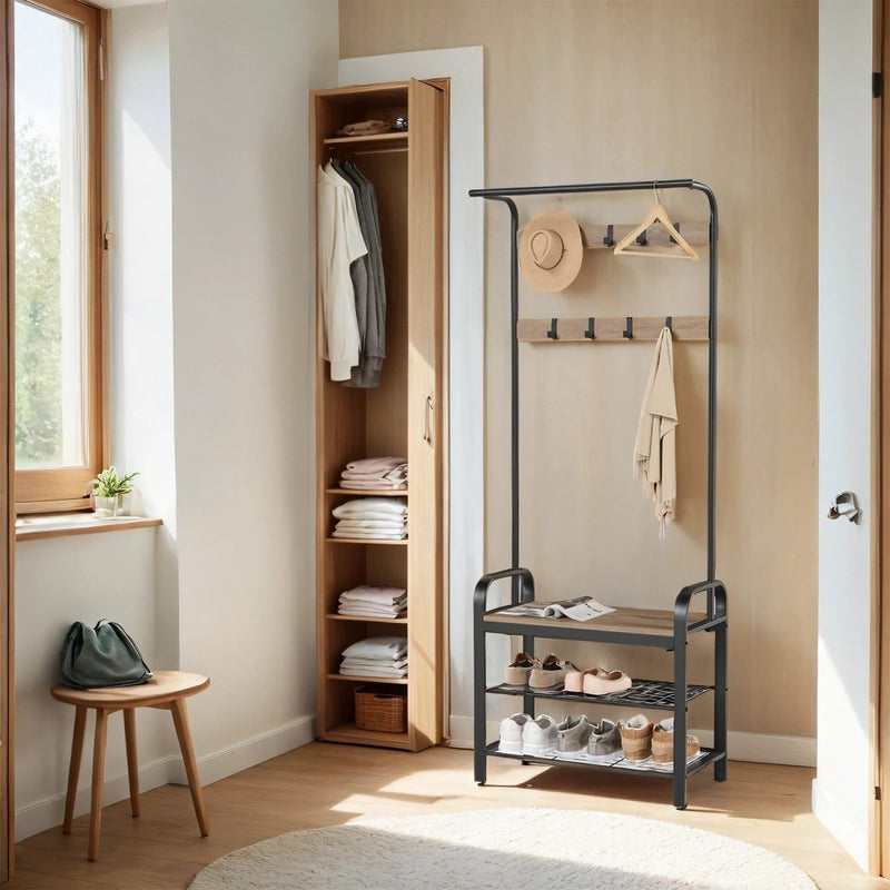 Garderobenständer – Erik – mit Schuhbank & Haken – 72 cm - nestful