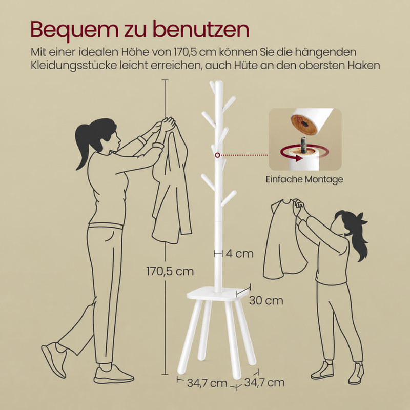 Garderobenständer – Jonte – mit 8 Haken & Ablage - nestful