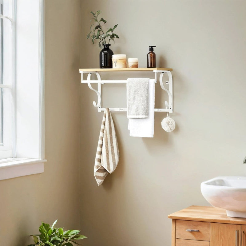Garderobenständer – Peer – für die Wand mit Ablage & 5 Haken – 60 cm - nestful