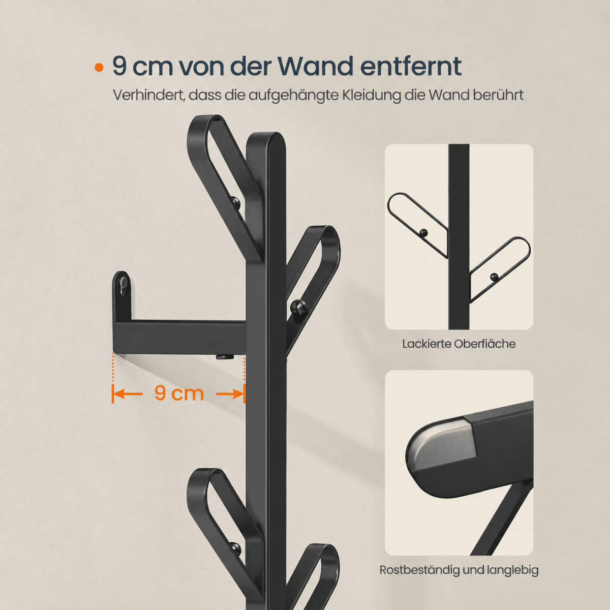 Garderobenständer – Tjark – für die Wand – vertikales 2er-Set - nestful
