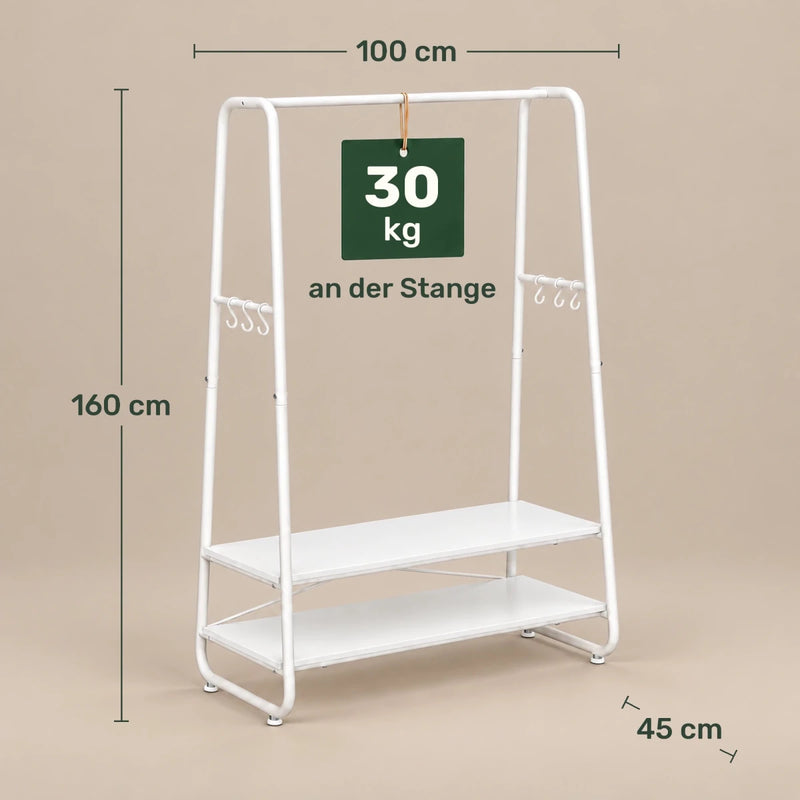 Kleiderständer mit 2 Ablagen Michael – 190 kg, mit 6 Haken - nestful