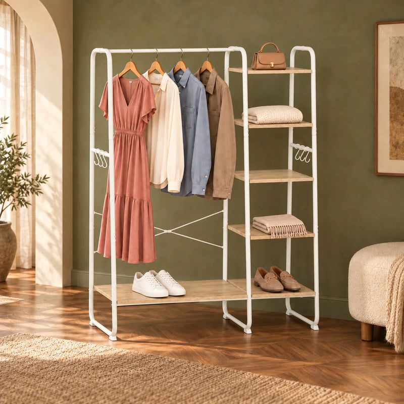 Kleiderständer mit Ablagen Daniel – 220 kg, mit Haken - nestful