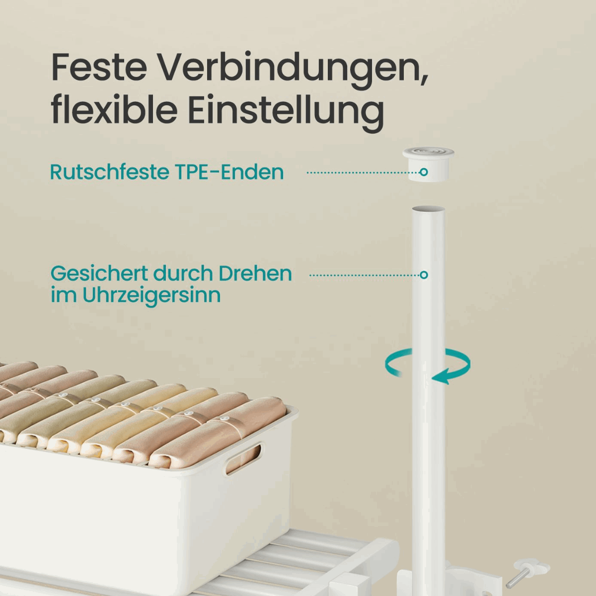 Kleiderständer - Levia - Deckenhoch, aus Stahl, höhen & breitenverstellbar - nestful