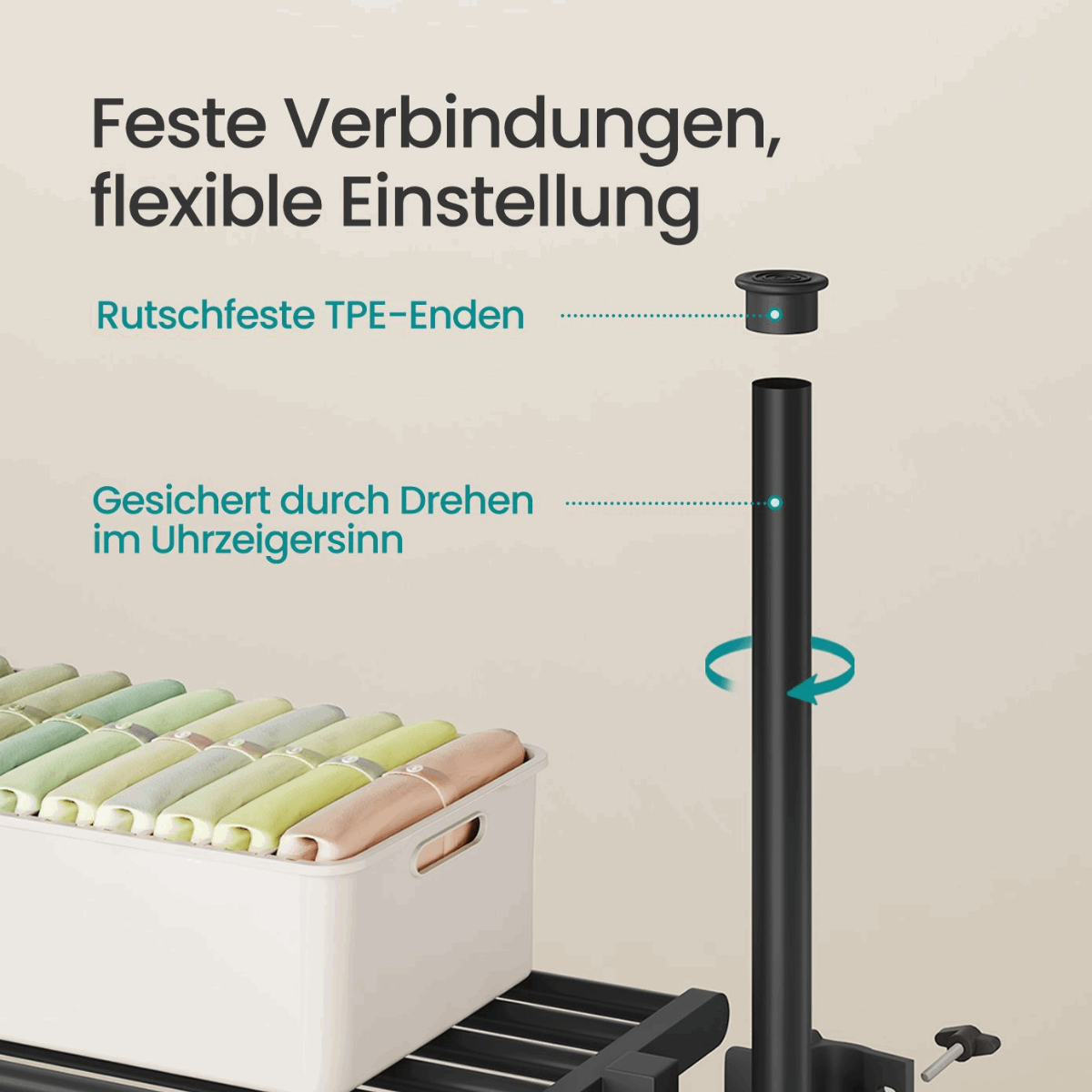 Kleiderständer - Levia - Deckenhoch, aus Stahl, höhen & breitenverstellbar - nestful
