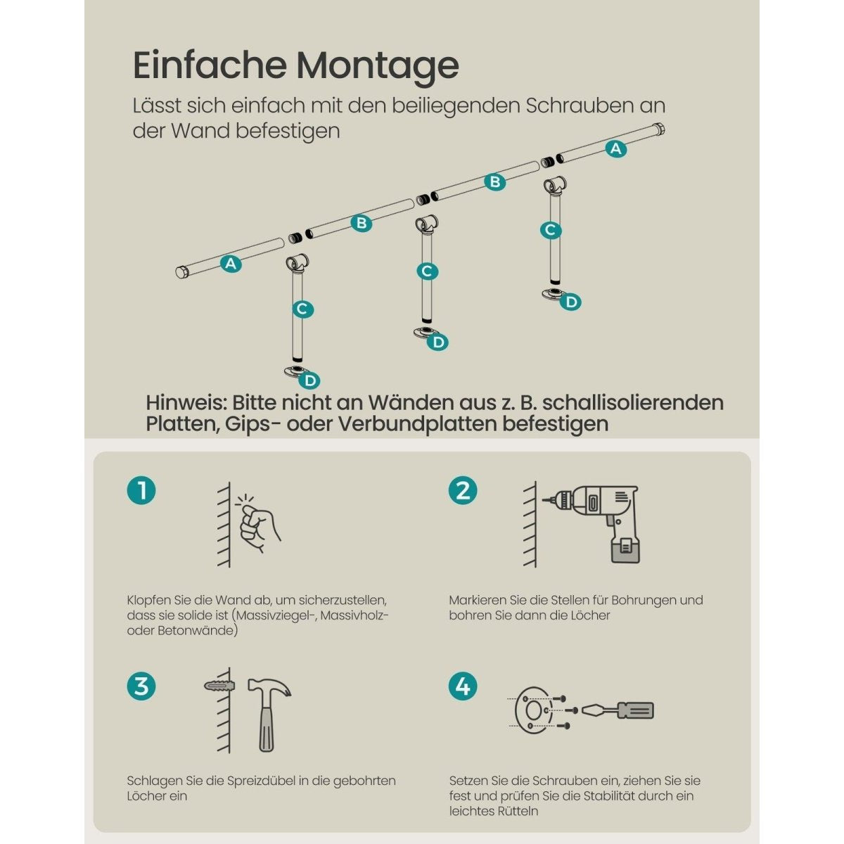 Kleiderstange für die Wand – Sam – Industriestil aus Stahl - nestful