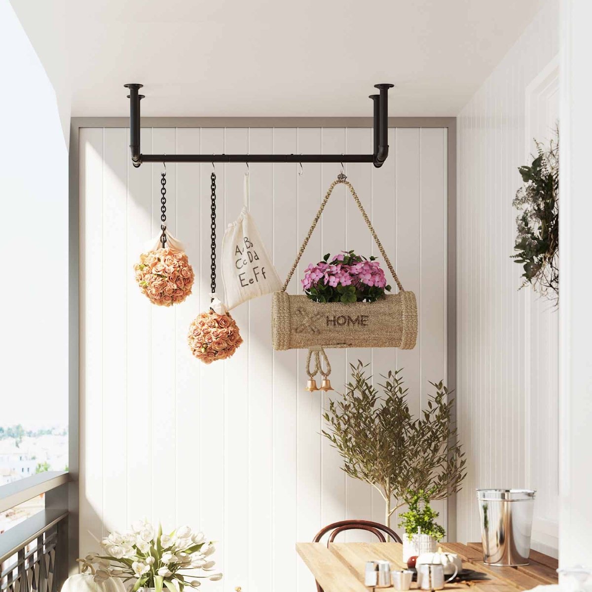 Kleiderstange für die Wand 60kg – David - Industriestil aus Eisen - nestful
