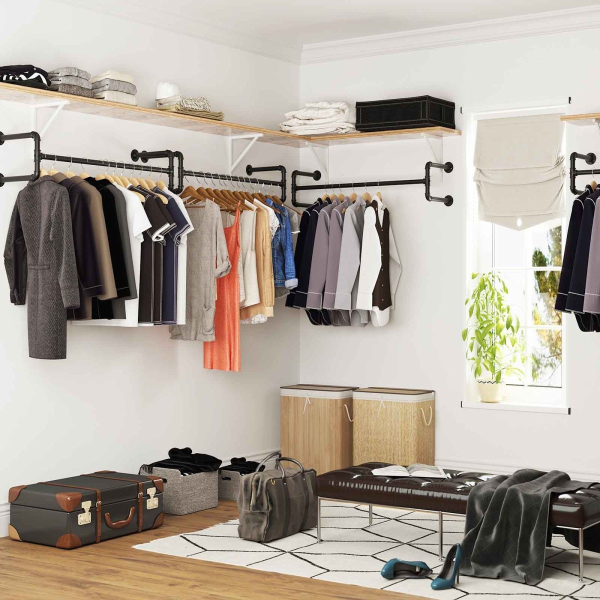 Kleiderstange für die Wand 60kg – David - Industriestil aus Eisen - nestful