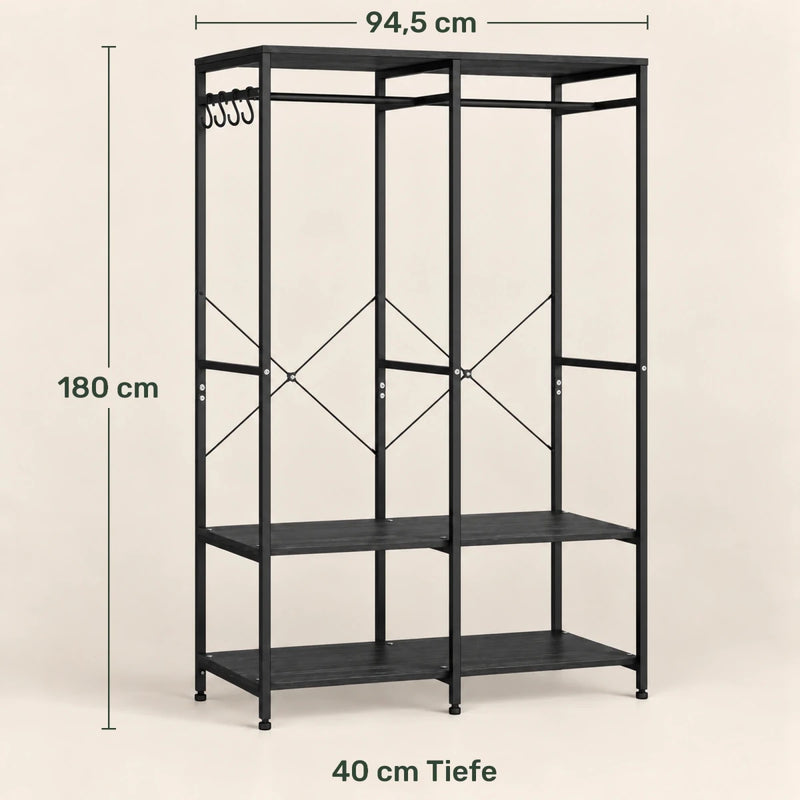 Kleidersystem mit Ablagen Rasmus – bis 194 kg, 2 Breiten - nestful