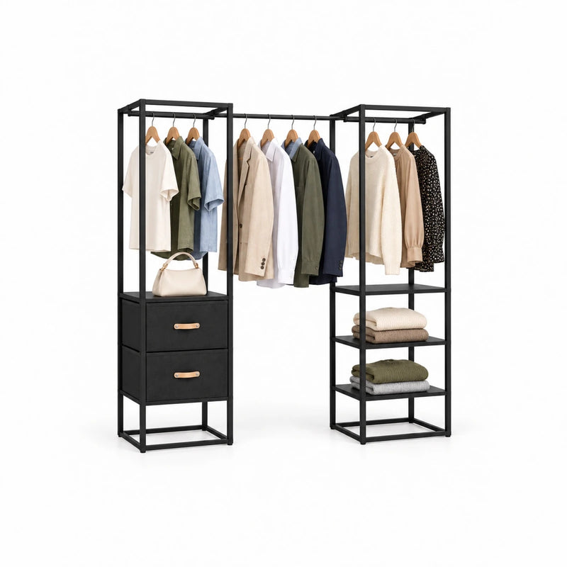 Kleidersystem mit Schubladen Arvid – 130 kg, ausziehbar 150–180 cm - nestful