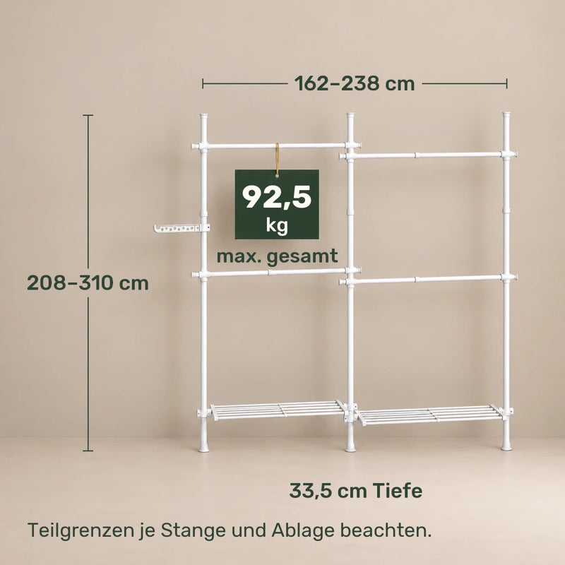 Kleidersystem mit Teleskopstangen Levia – in Höhe und Breite verstellbar - nestful