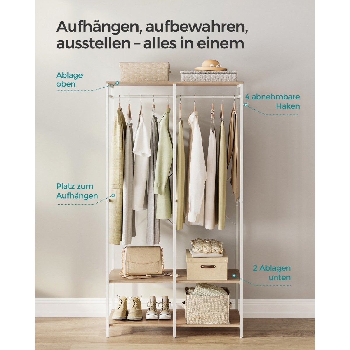 Kleidersystem – Rasmus – mit oberen und unteren Ablagen - nestful