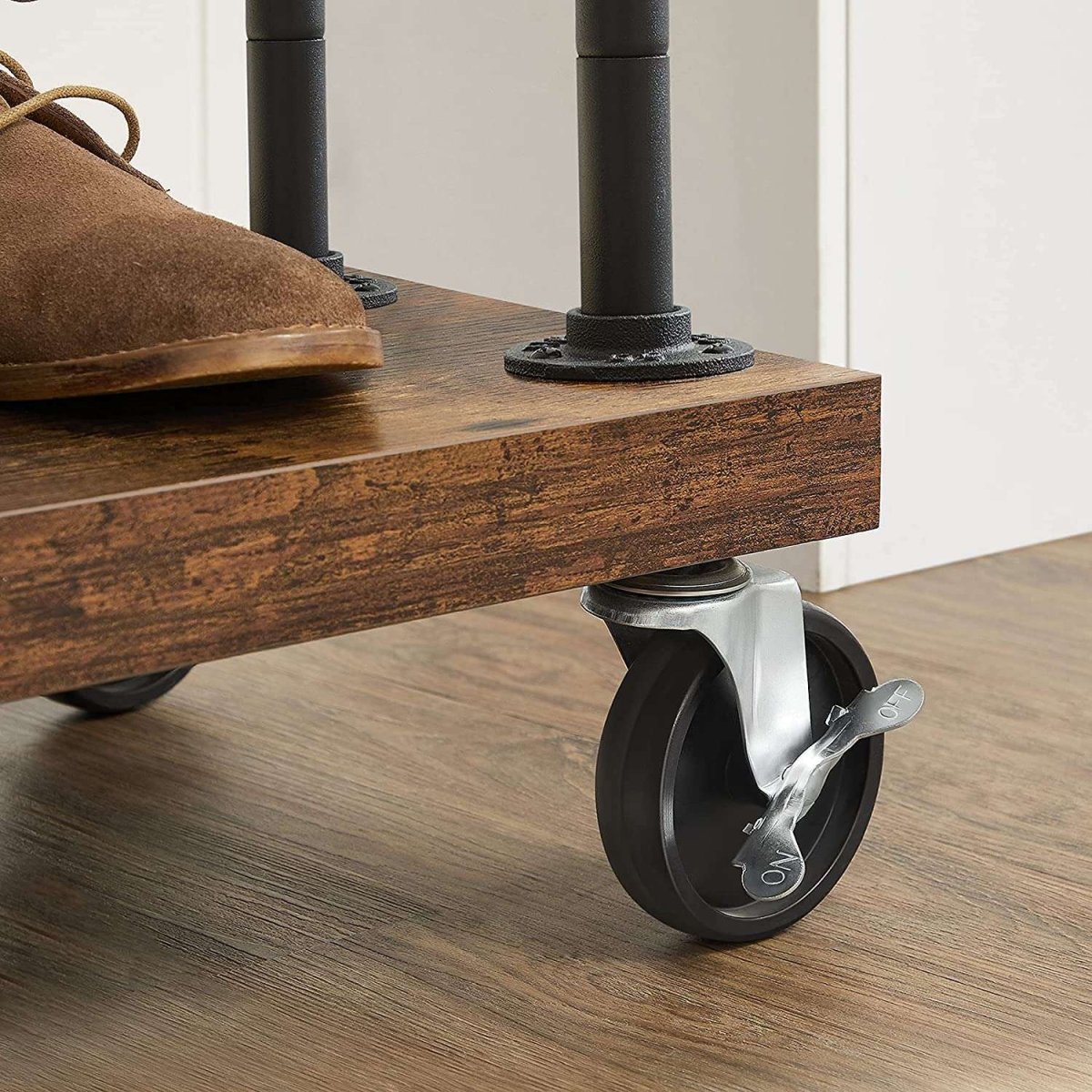 Premium Stahl Kleiderständer 110kg – Adam - Ausziehbar mit Rollen & Holzablage - nestful