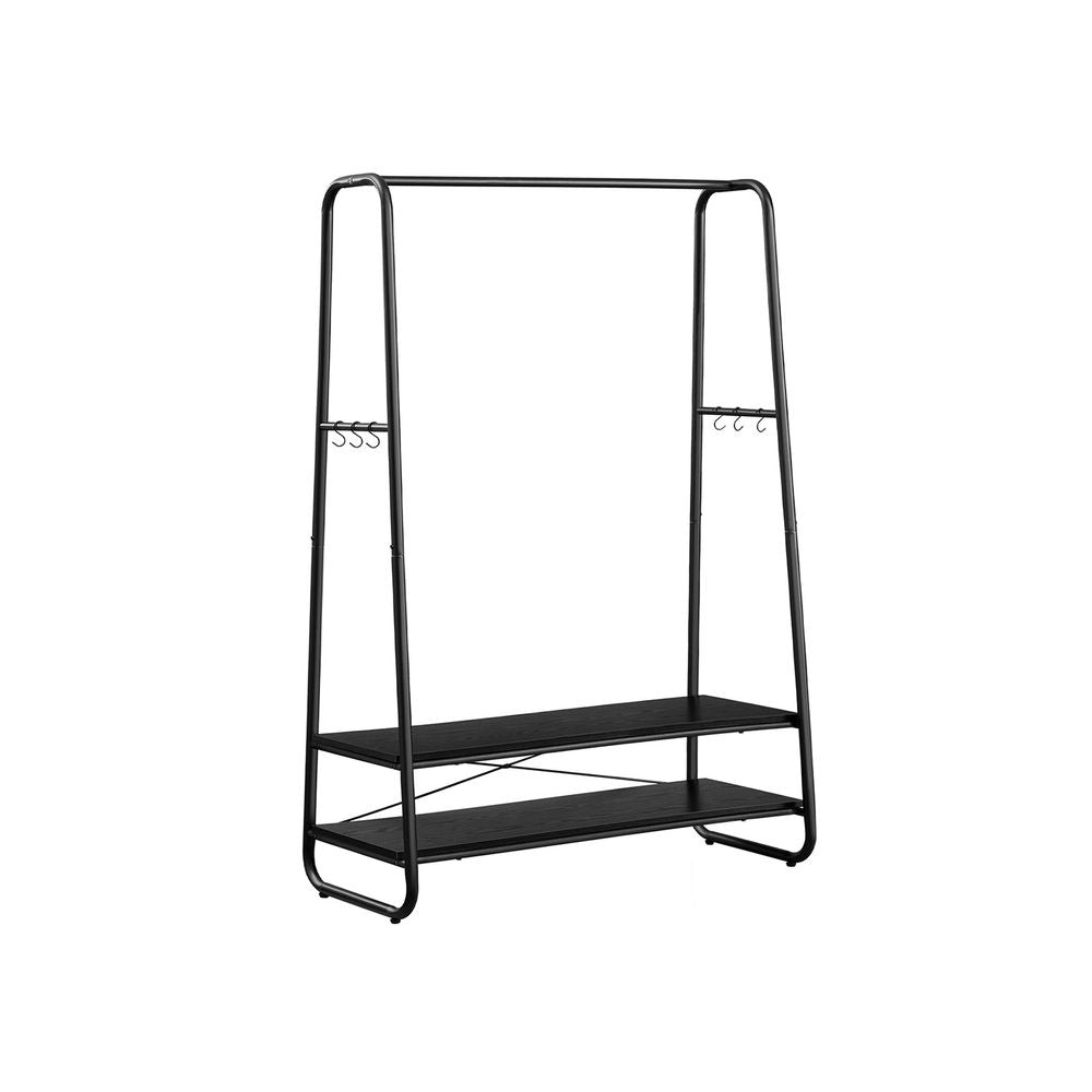 Premium Stahl Kleiderständer 130kg – Michael - Stehend mit 2 Holzablagen - nestful
