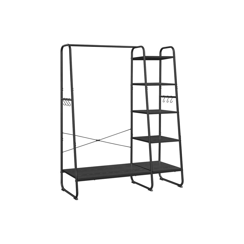 Premium Stahl Kleiderständer 220kg – Daniel - Stehend mit 6 Holzablagen - nestful