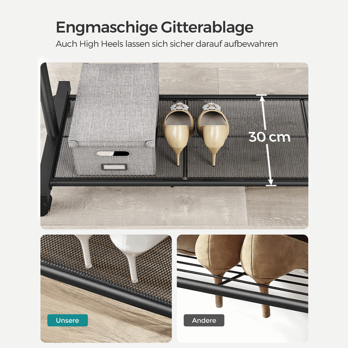 Premium Stahl Kleiderständer 40kg – Jack - Mit Ablage und Rollen - nestful