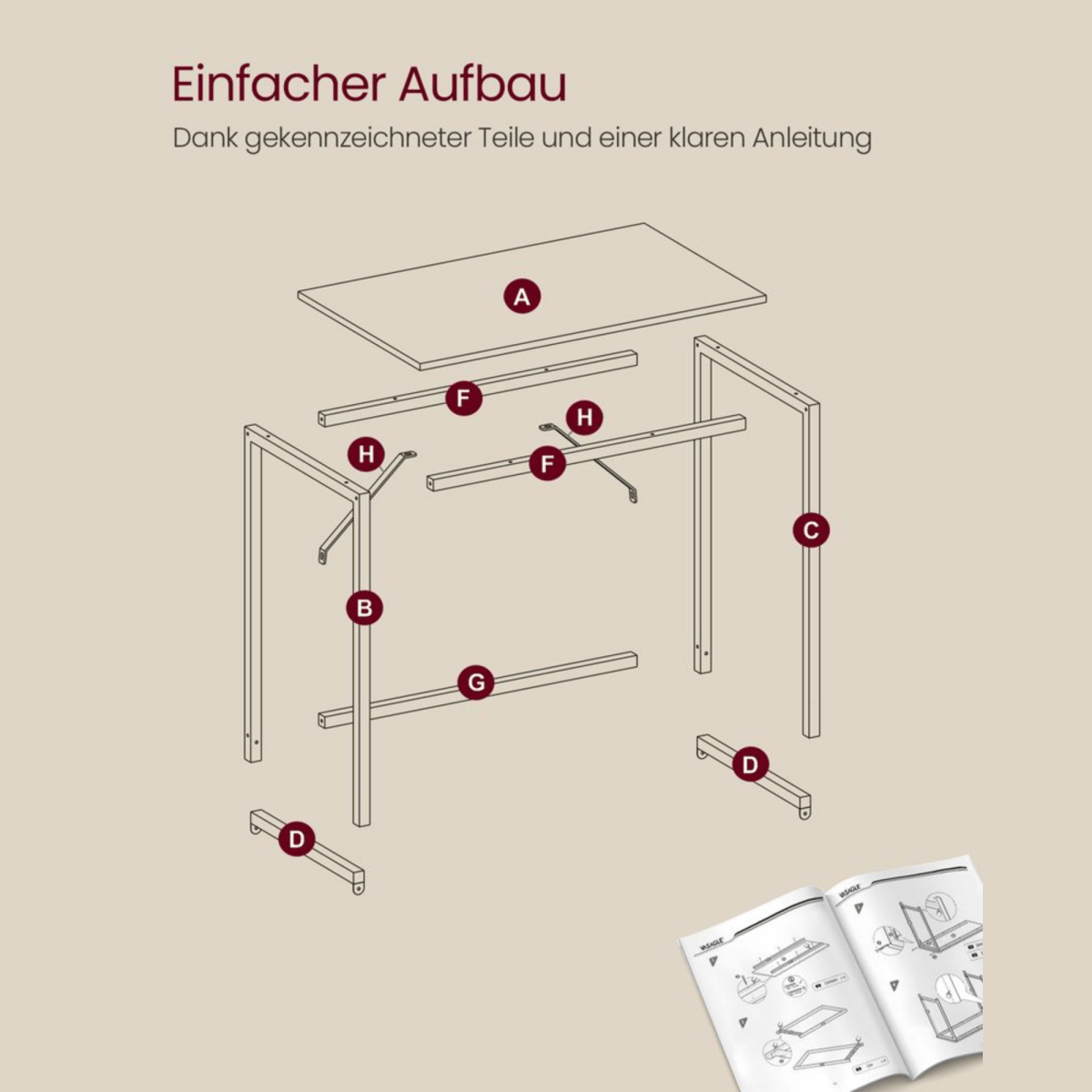 Schmaler Schreibtisch – Luca – Kompakt & Klein im Industrie - Design - nestful