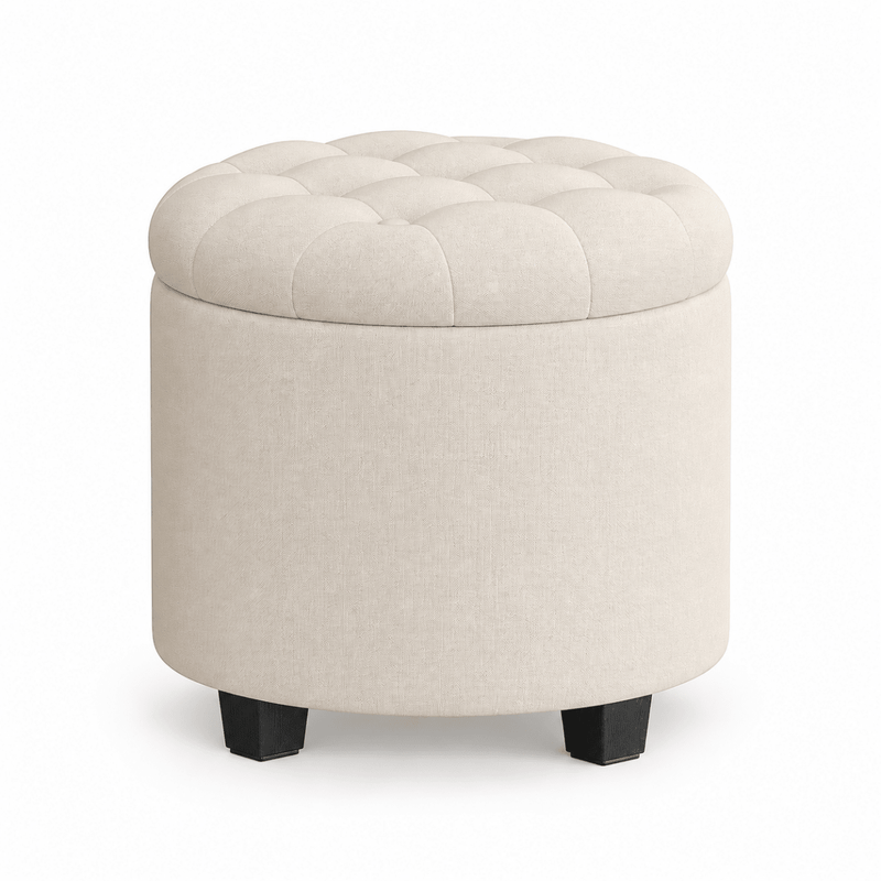 Schminkhocker Estelle – mit Stauraum und Stoffbezug - nestful
