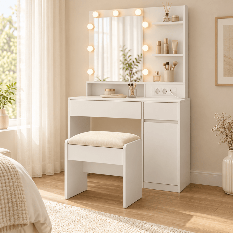 Schminkhocker Jolie – gepolstert mit Samtbezug - nestful