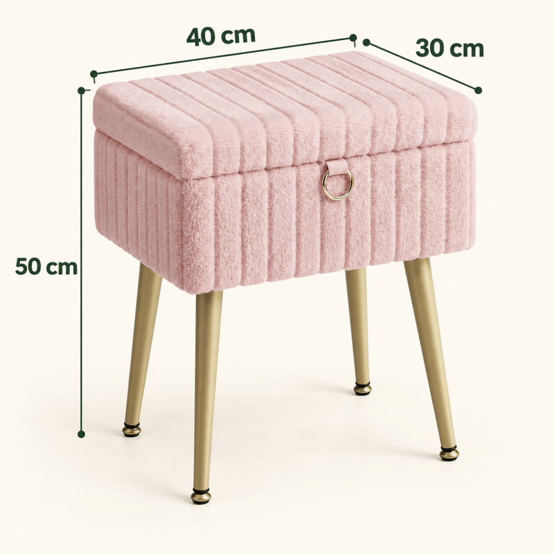 Schminkhocker Kiara – mit Stauraum und Metallbeinen - nestful