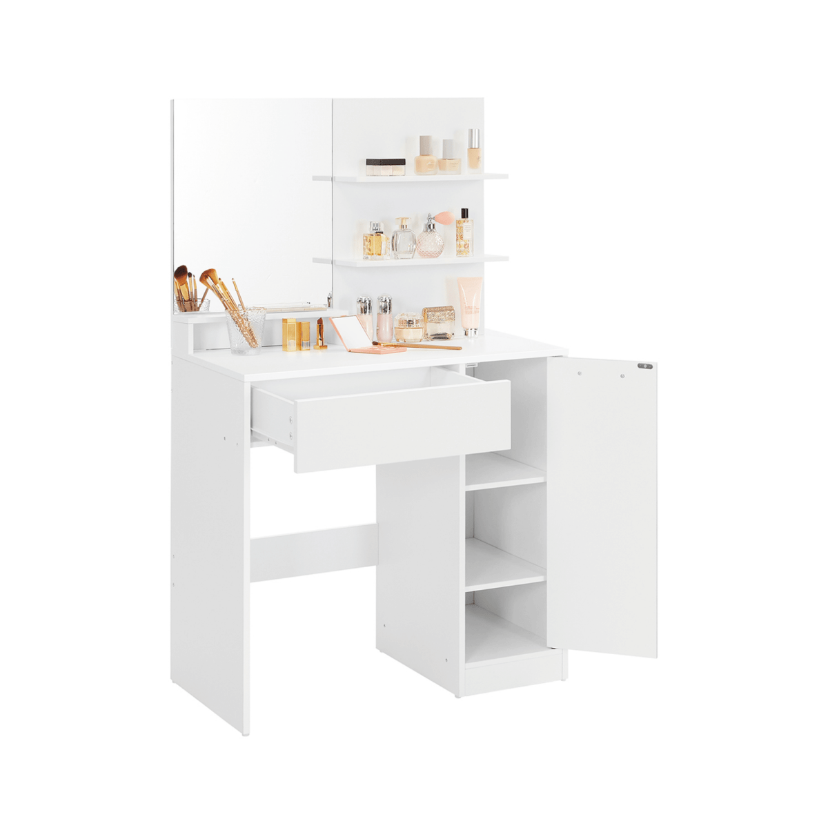 Schminktisch - Aurora - in Weiß mit Ablagen & Spiegel - nestful