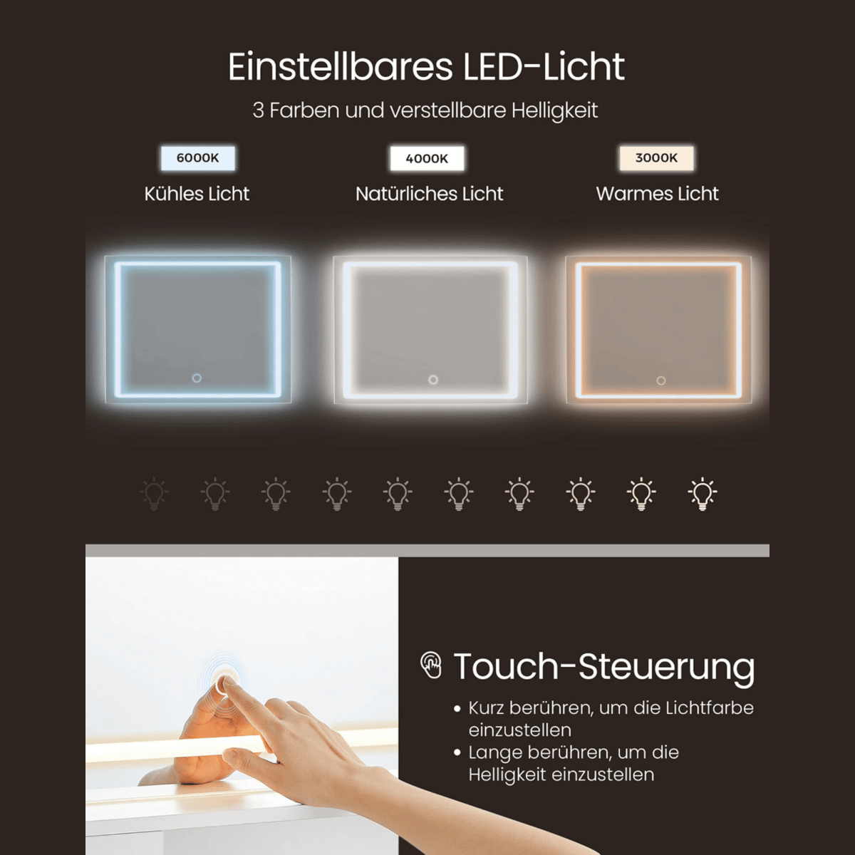 Schminktisch - Elena - mit LED - Spiegel & Ladestation in Weiß - nestful