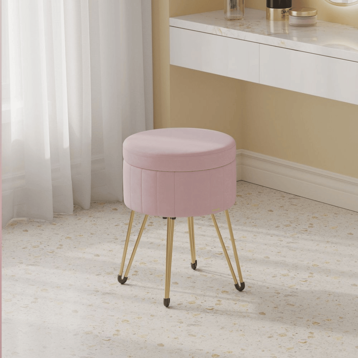 Schminktisch Hocker - Aveline - mit Stauraum, 4 Farben - nestful