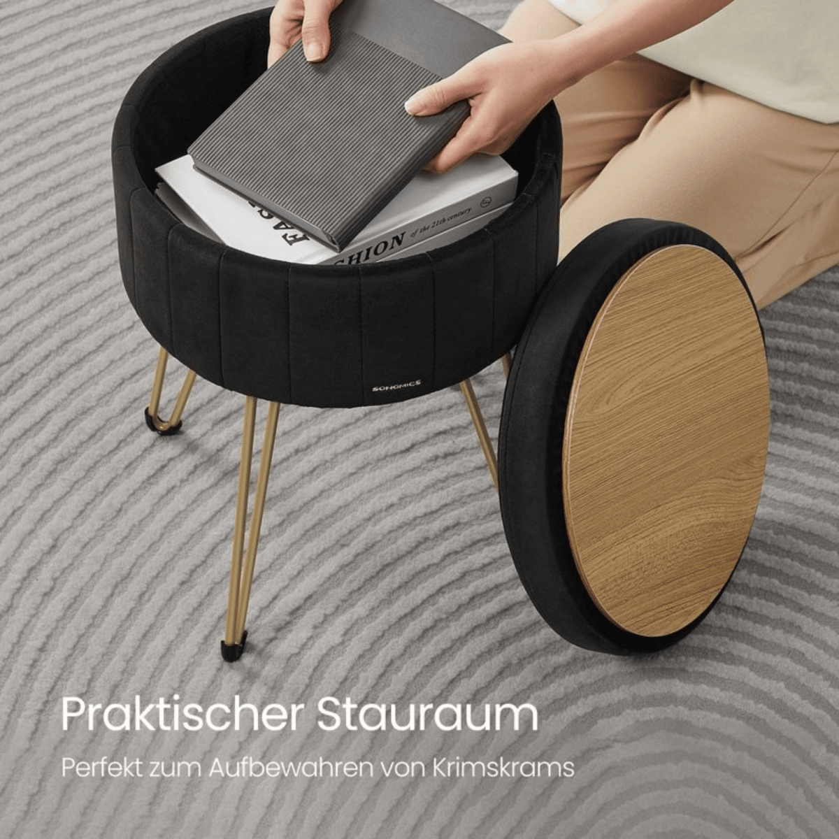 Schminktisch Hocker - Aveline - mit Stauraum, 4 Farben - nestful