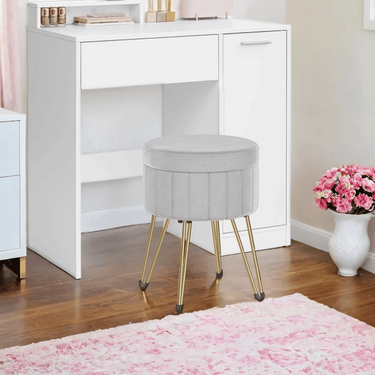 Schminktisch Hocker - Aveline - mit Stauraum, 4 Farben - nestful