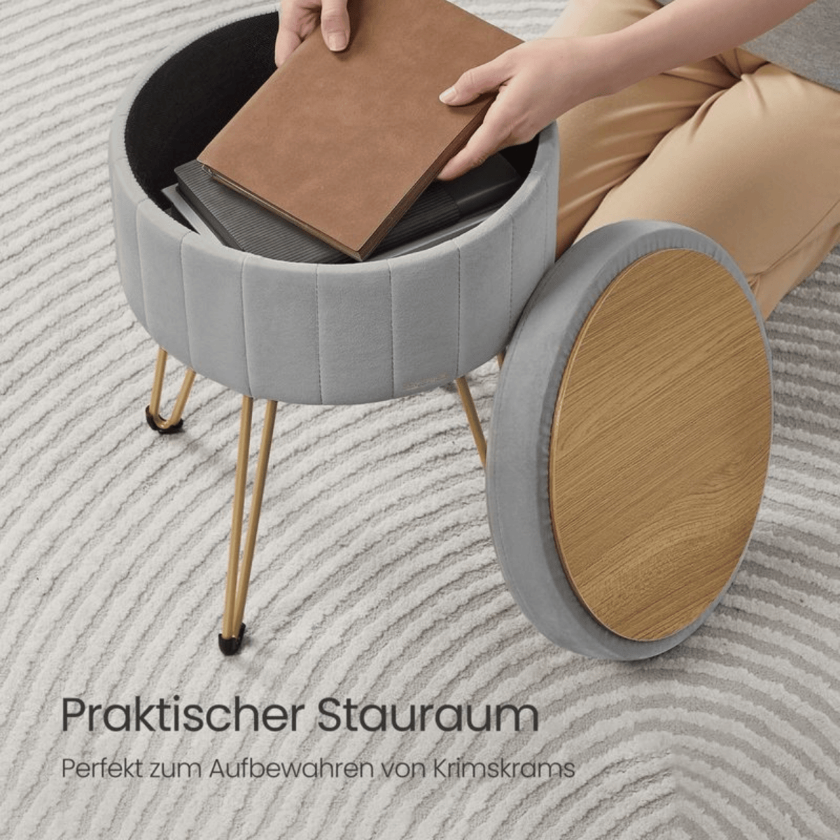 Schminktisch Hocker - Aveline - mit Stauraum, 4 Farben - nestful