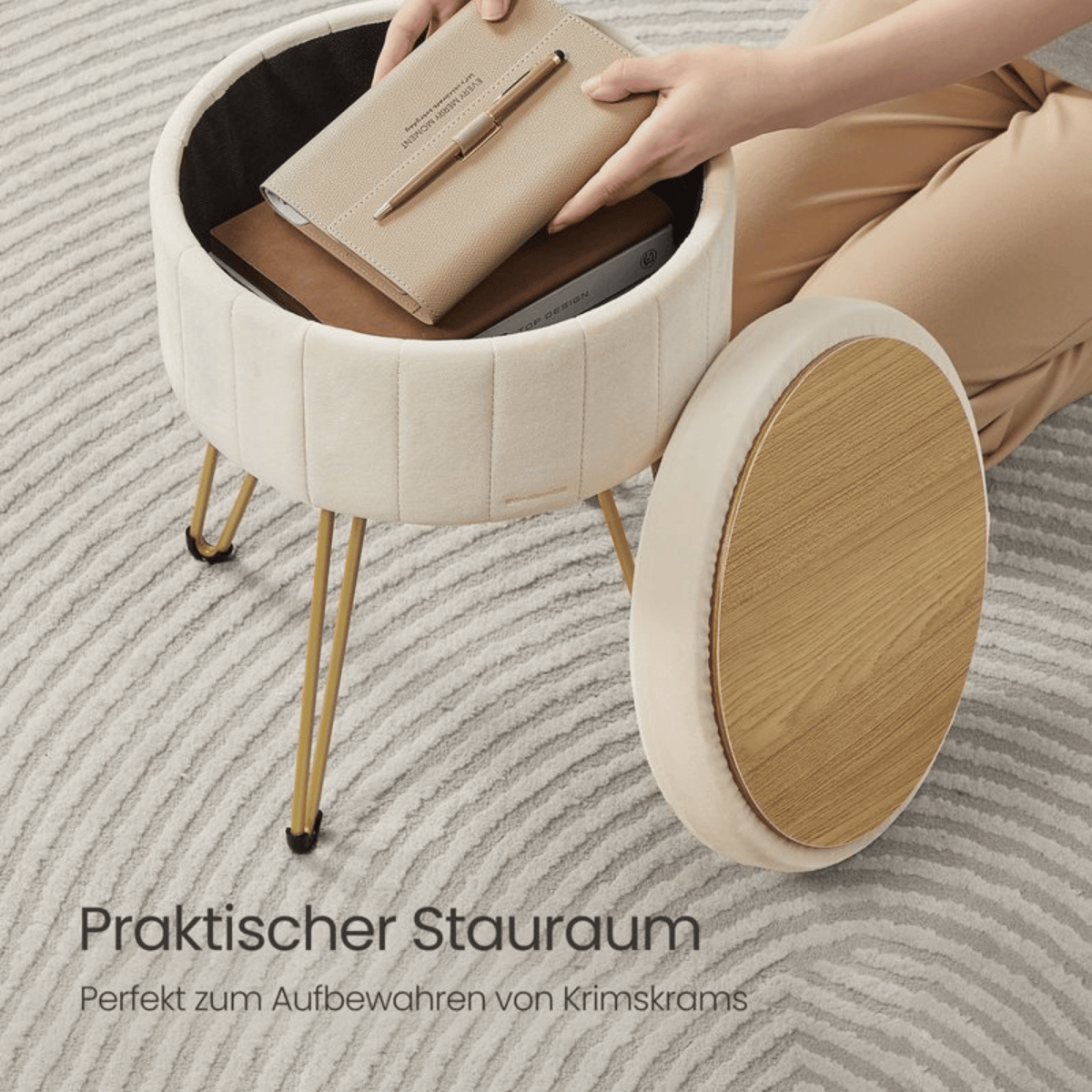 Schminktisch Hocker - Aveline - mit Stauraum, 4 Farben - nestful