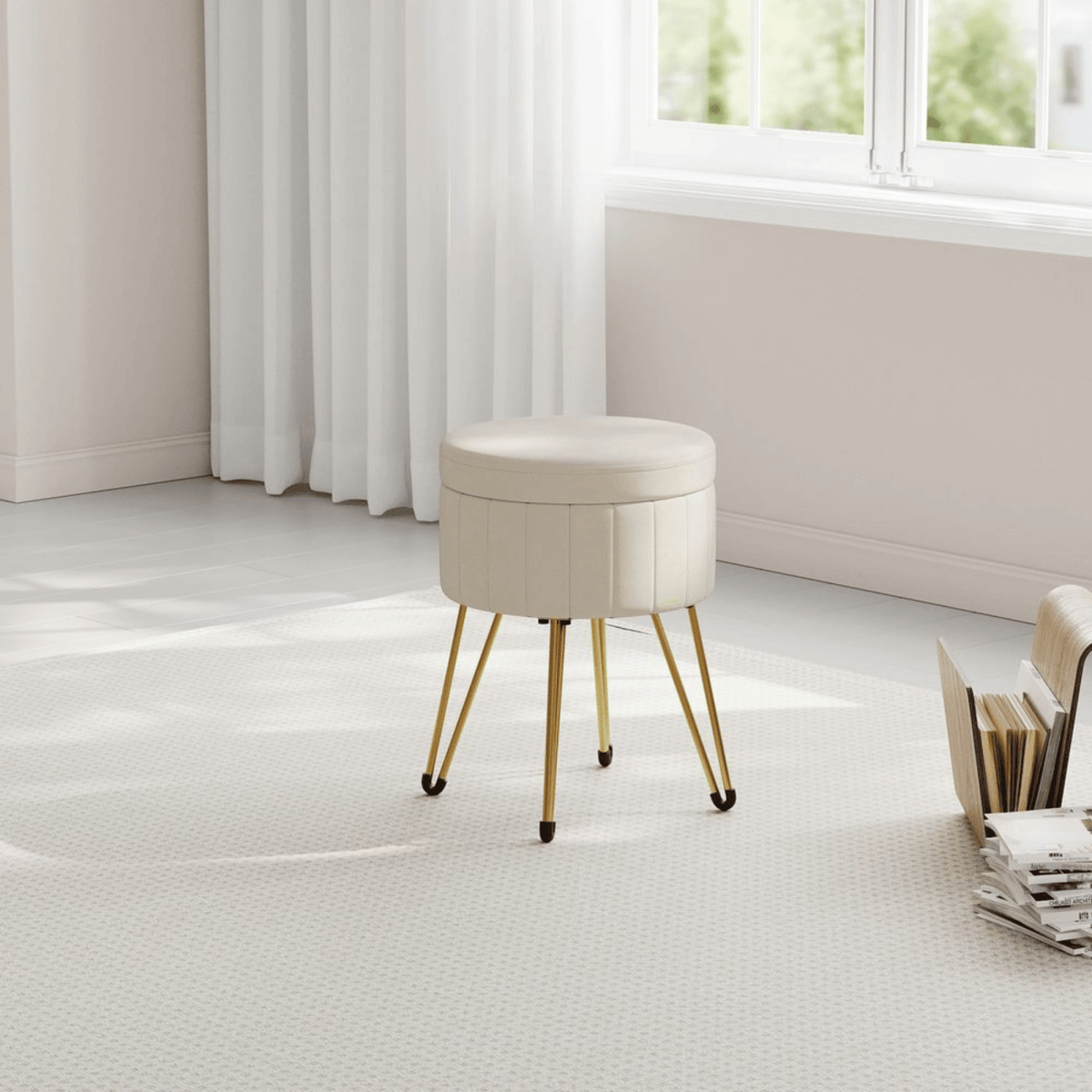 Schminktisch Hocker - Aveline - mit Stauraum, 4 Farben - nestful