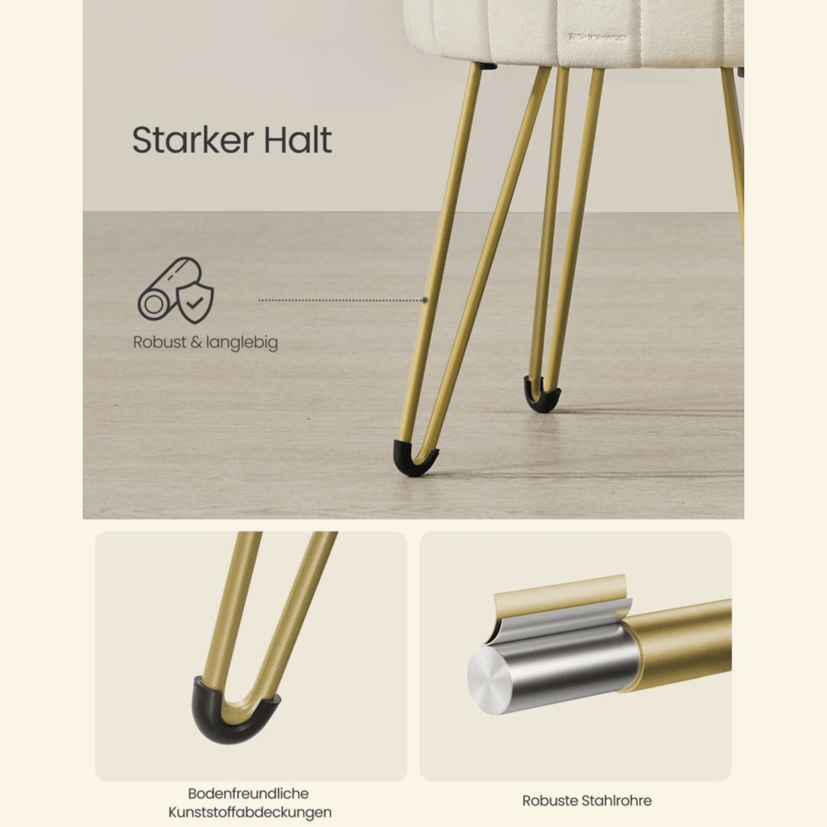 Schminktisch Hocker - Aveline - mit Stauraum, 4 Farben - nestful