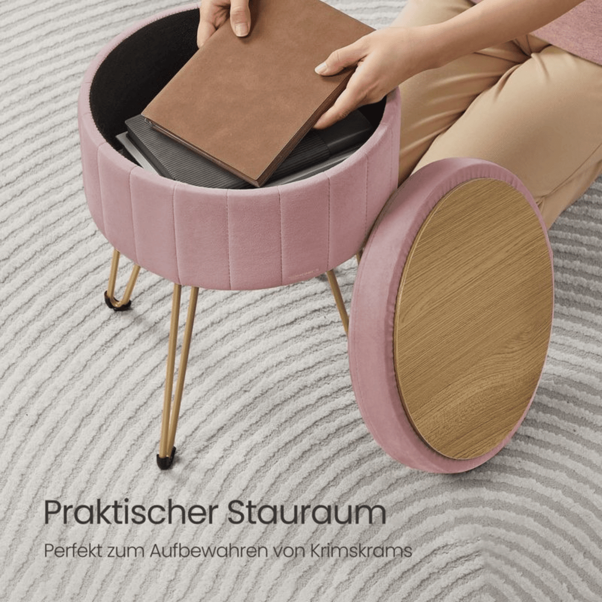 Schminktisch Hocker - Aveline - mit Stauraum, 4 Farben - nestful