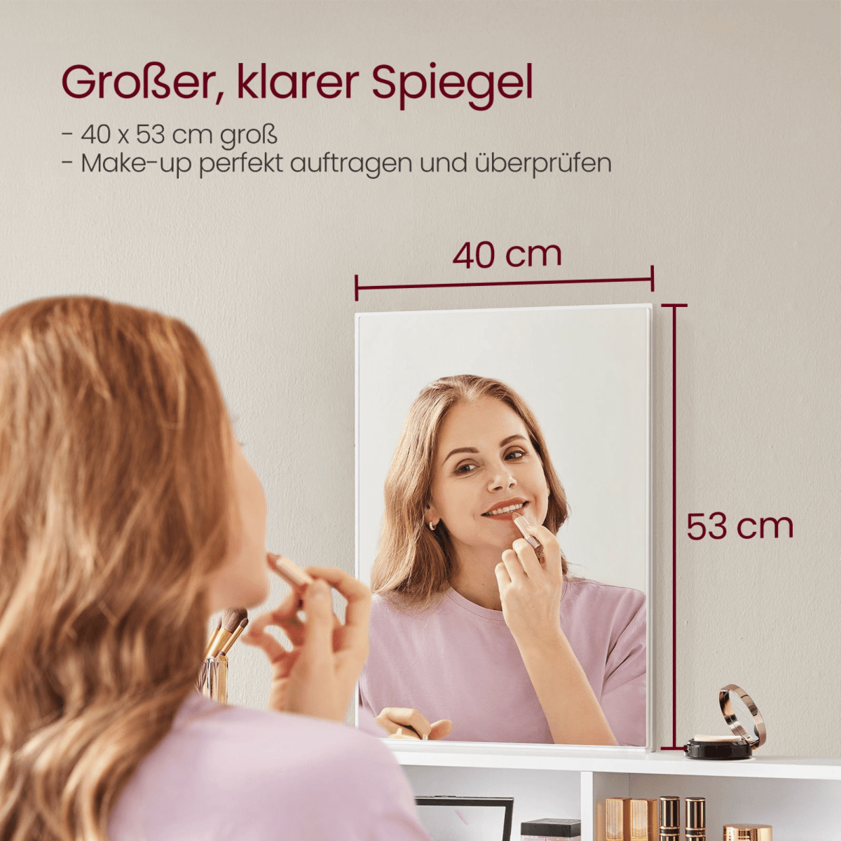 Schminktisch - Niva - mit großem Spiegel in Weiß - nestful