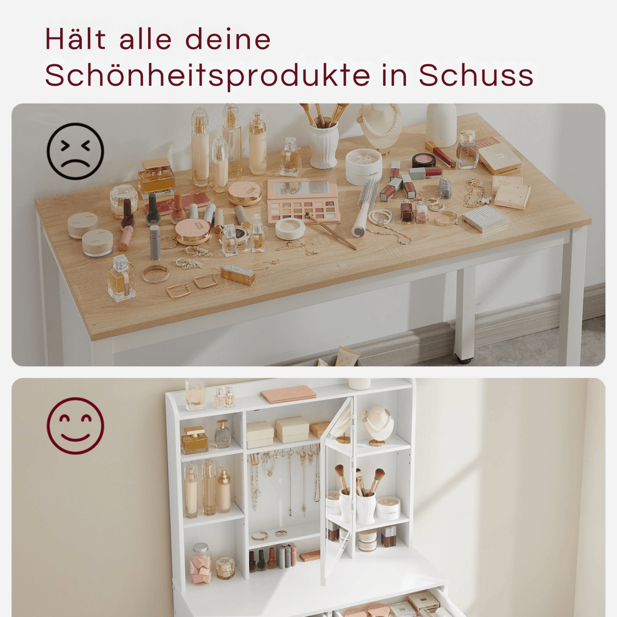 Schminktisch - Nova - mit LED - Beleuchtung - nestful