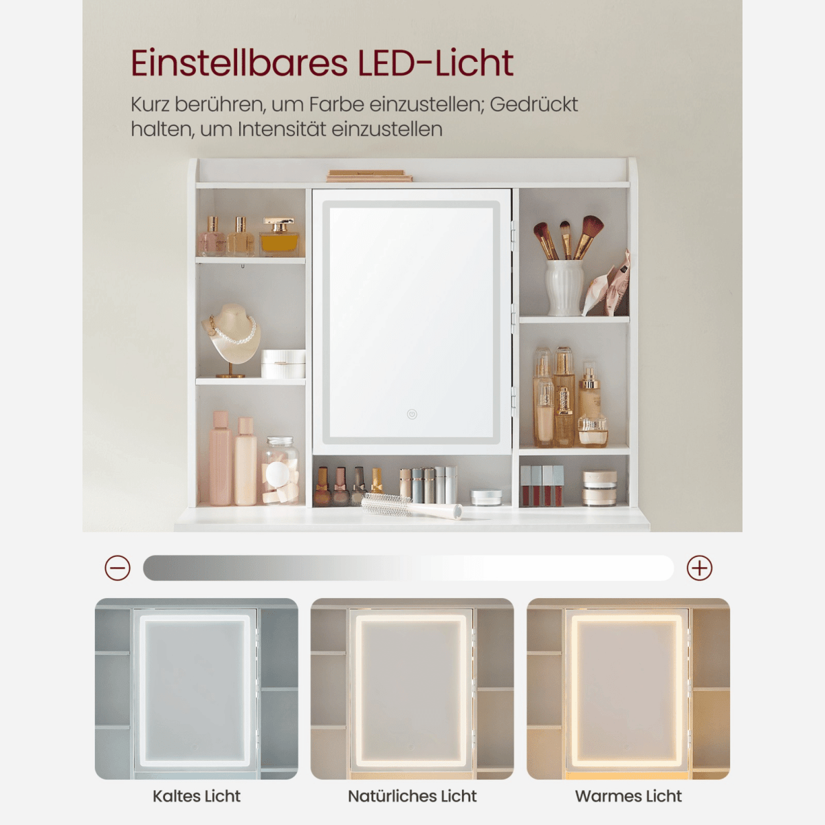 Schminktisch - Nova - mit LED - Beleuchtung - nestful