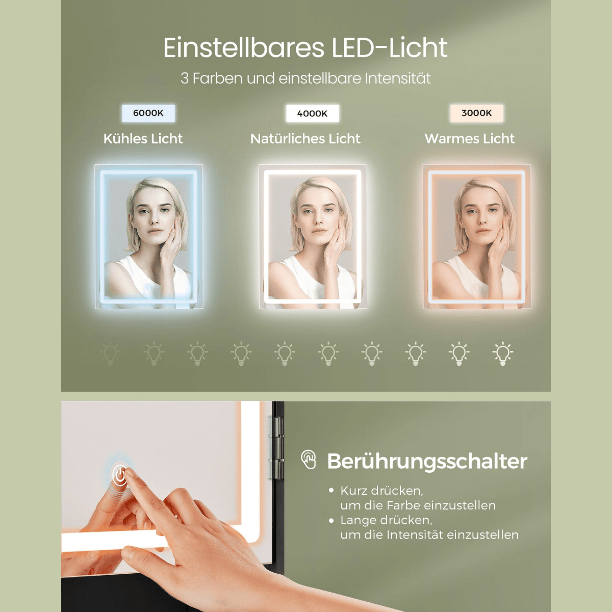Schminktisch - Nova - mit LED - Beleuchtung - nestful