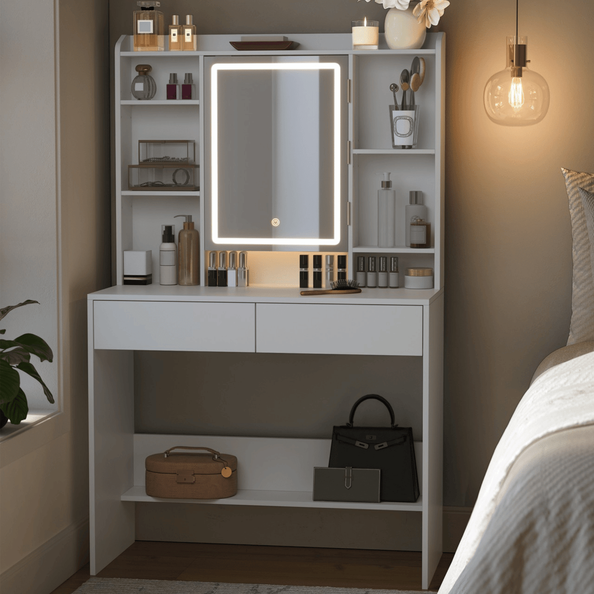 Schminktisch - Nova - mit LED - Beleuchtung - nestful