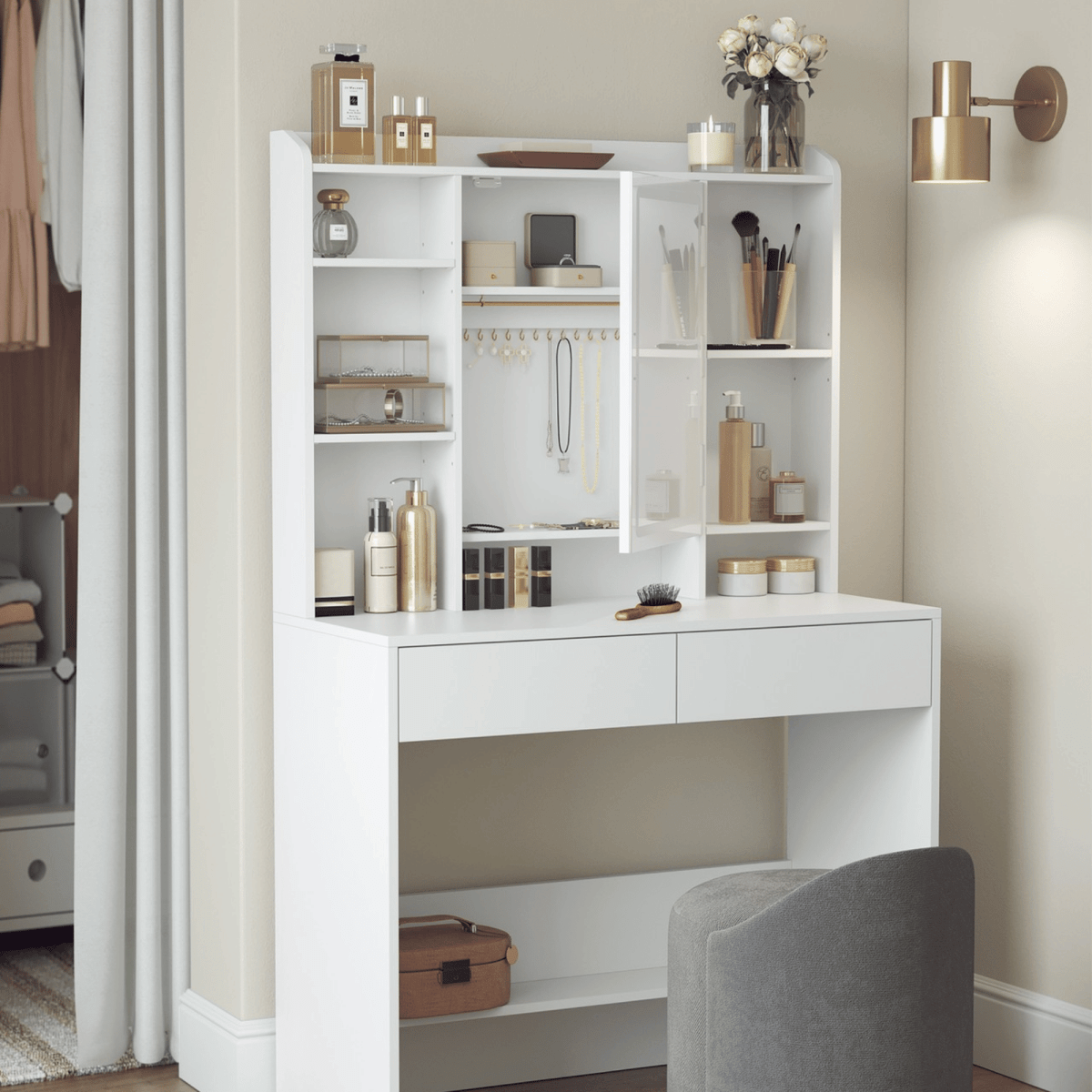 Schminktisch - Nova - mit LED - Beleuchtung - nestful