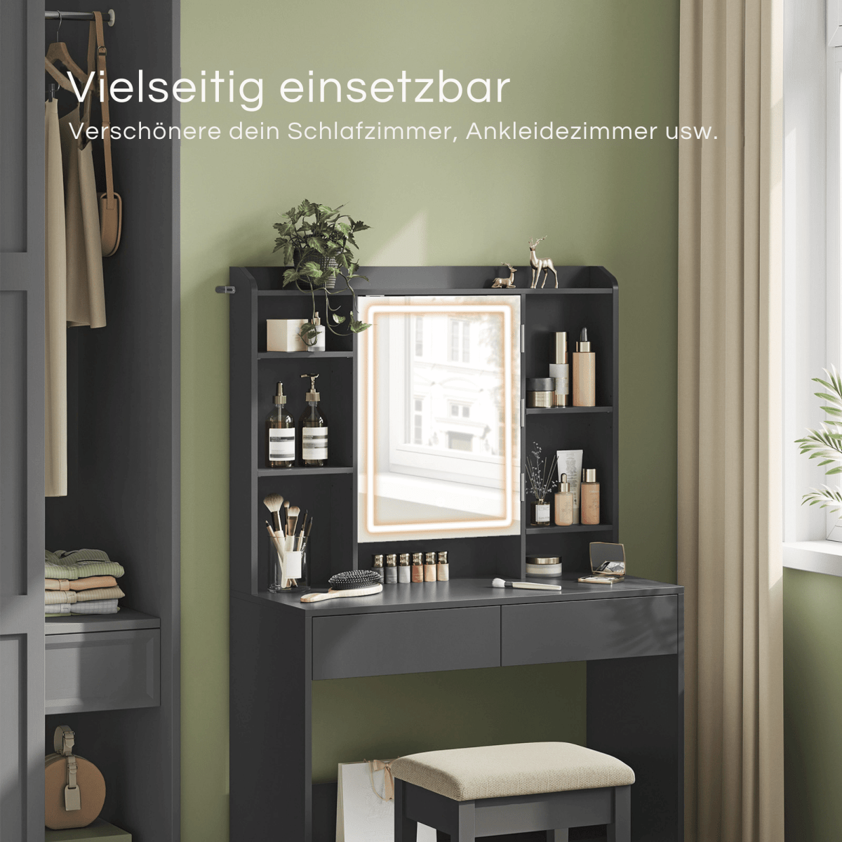 Schminktisch - Nova - mit LED - Beleuchtung - nestful