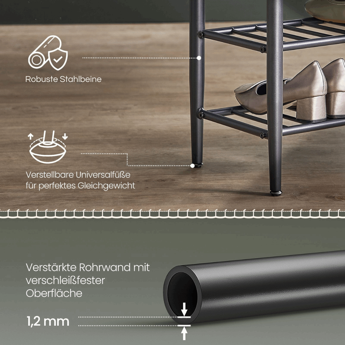 Schuhbank - Elena - mit Sitzbank - Waldgrün - nestful