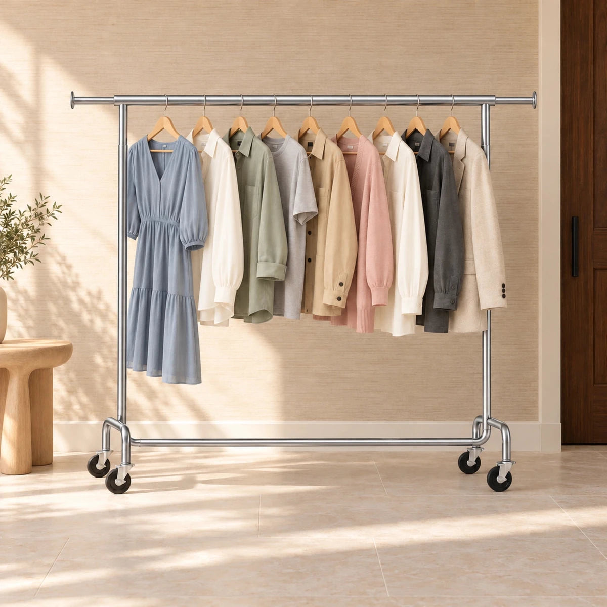 Schwerlast-Kleiderständer auf Rollen Max – 110 kg, ausziehbar 160–200 cm - nestful