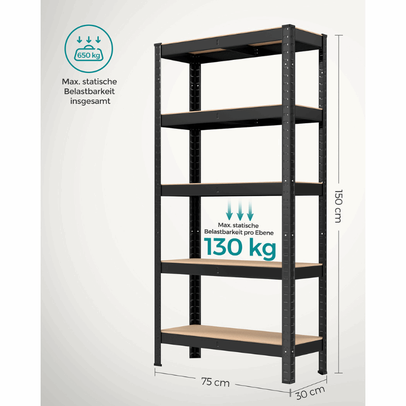 Schwerlastregal - Leon - 150x75x30cm bis 650 kg belastbar - nestful