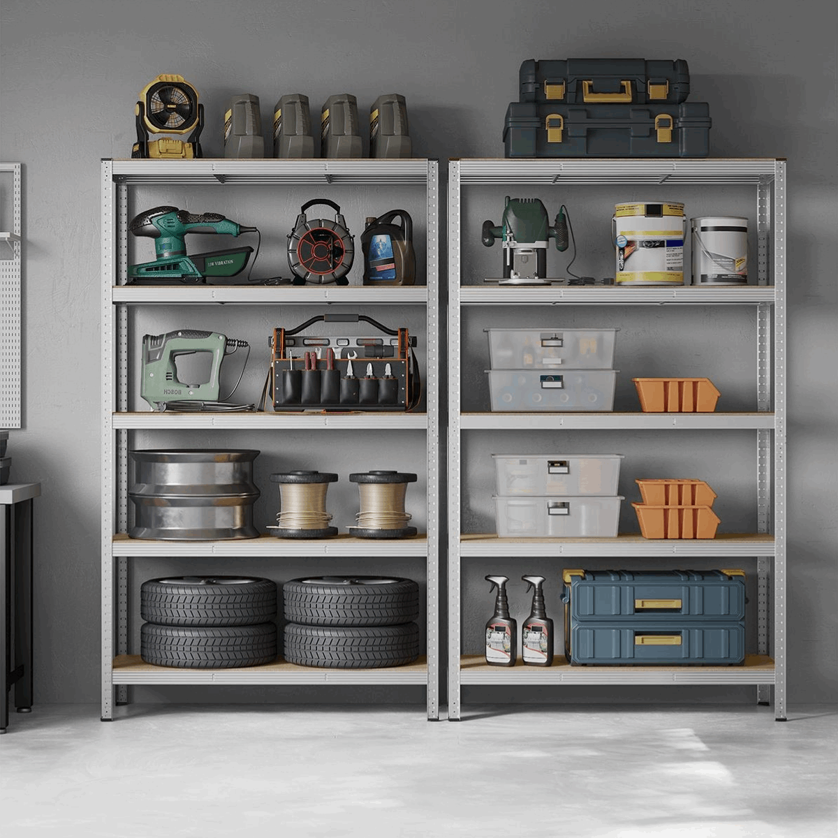 Schwerlastregal - Max Plus - 200x120x60cm bis 875 kg belastbar - 2er Set - nestful