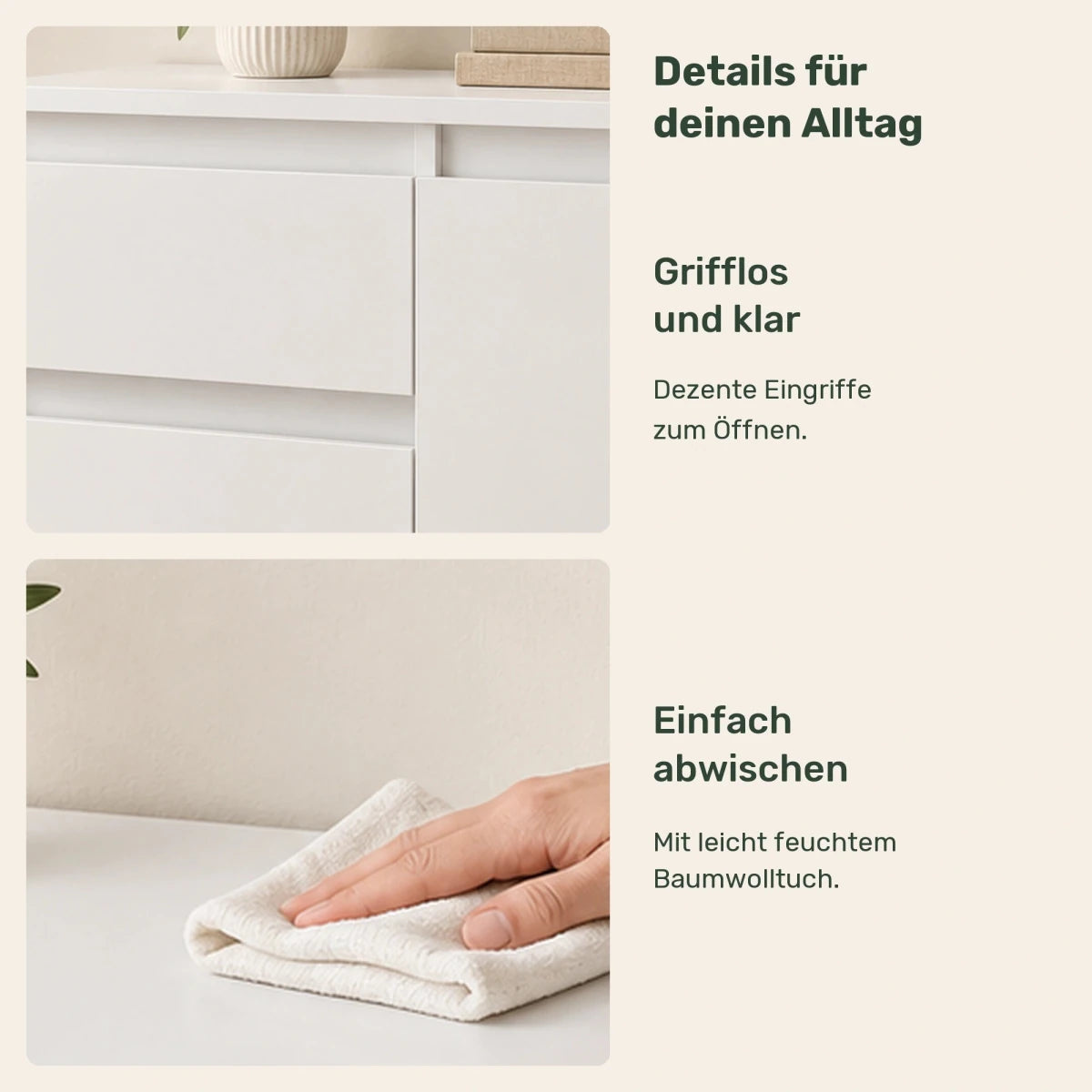 Sideboard mit 3 Schubladen Mikel – 80 cm, mit 1 Tür - nestful