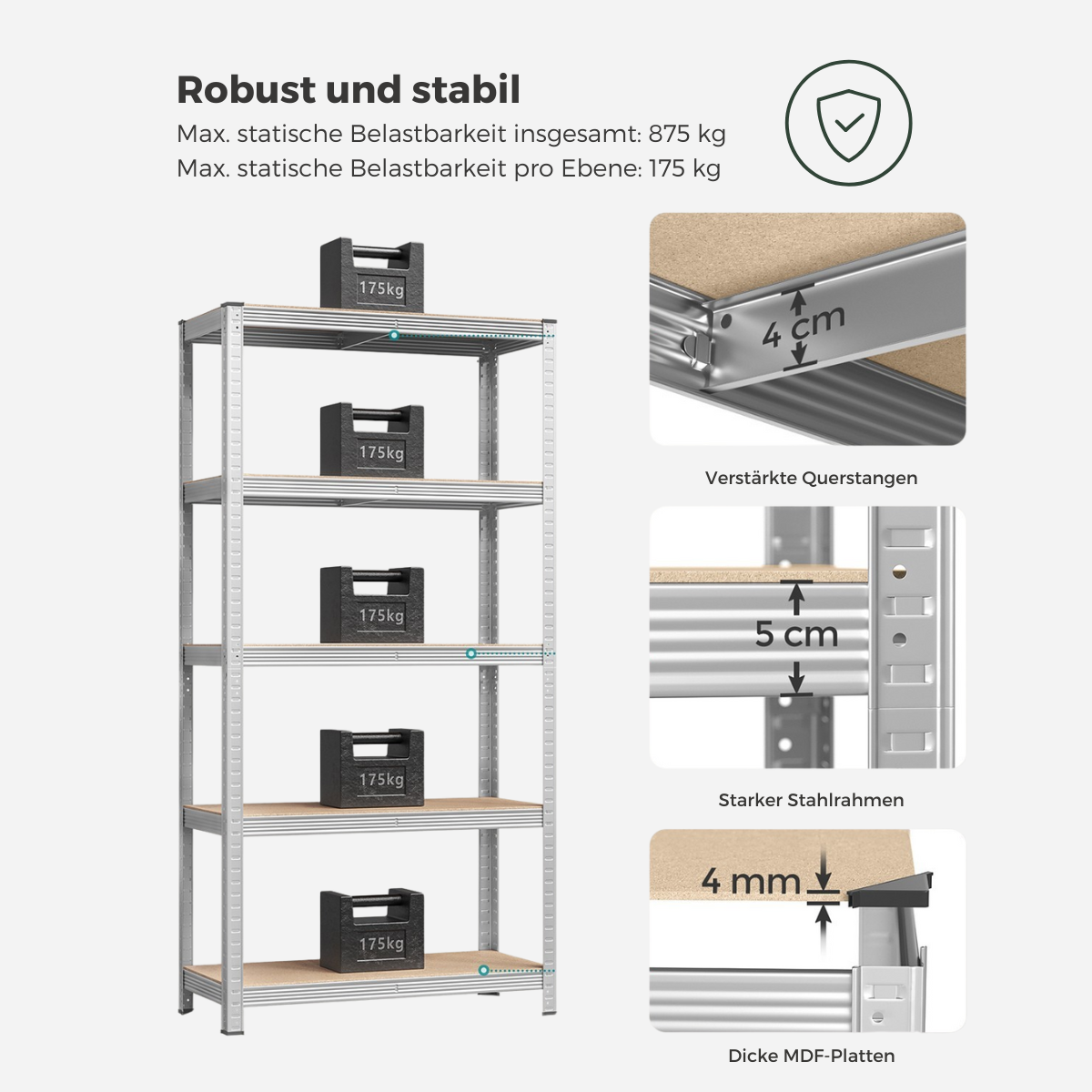 Schwerlastregal - Max Plus - Lagerregal bis 875 kg belastbar - 2er Set