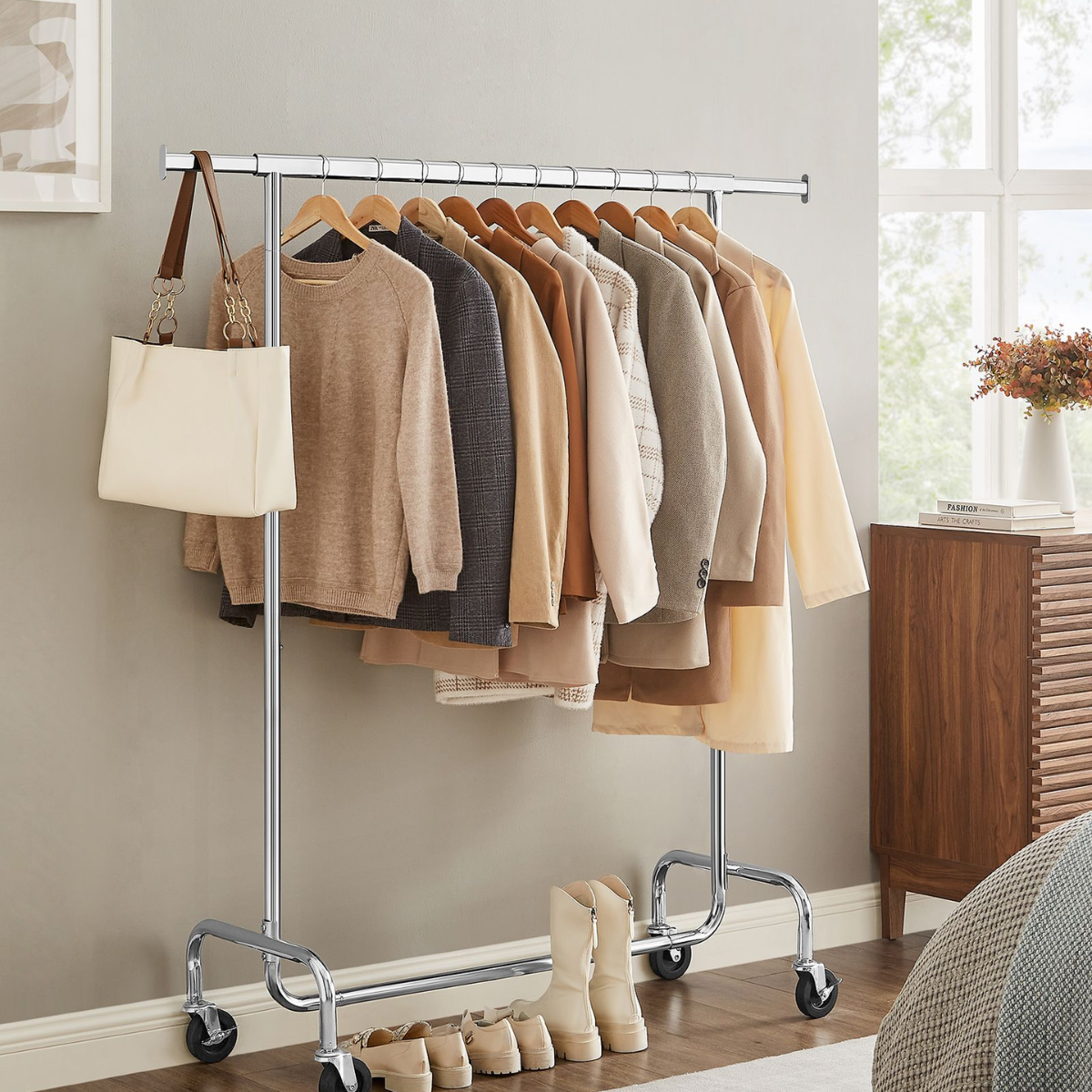 Heavy-duty clothes rack 130kg – extendable with wheels